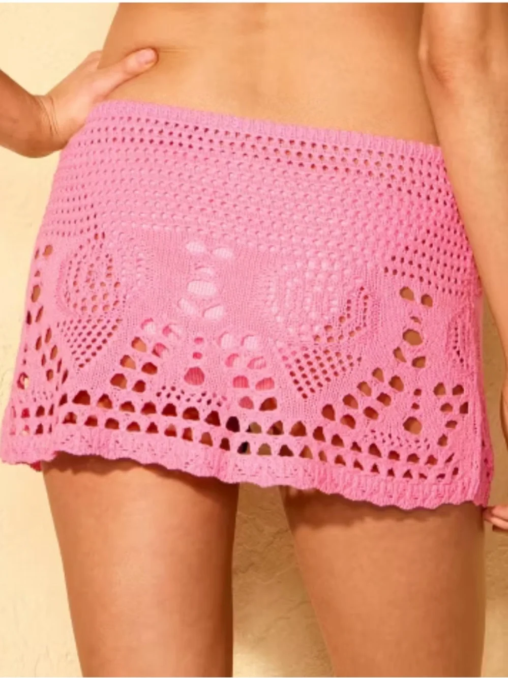 Wild Fable Pink Crochet Mini Skirt Swim Cover up